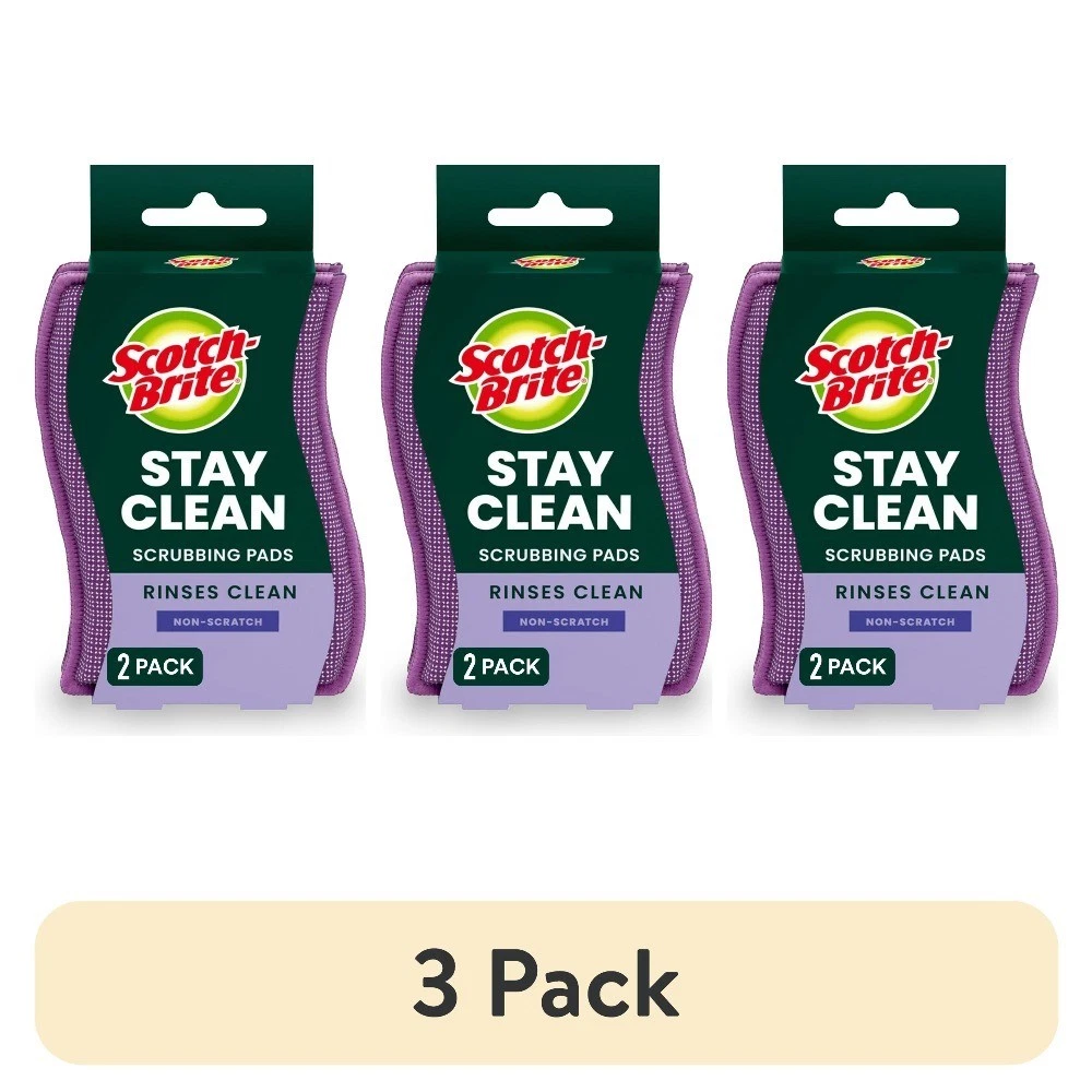Stay Clean Scrubbers Dish Sponges Non Scratch Kitchen Cleaning Pads 6 Count