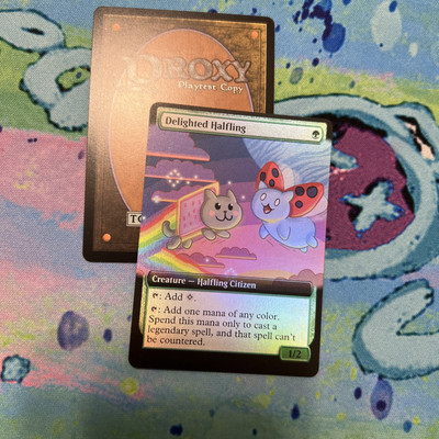 Delighted Halfling Extended Art Foil Mtg Play Test Card