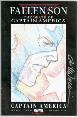 FALLEN SON 3 BLANK SIGNED BILLY TUCCI REMARKED CAPTAIN AMERICA SKETCH COA MARVEL