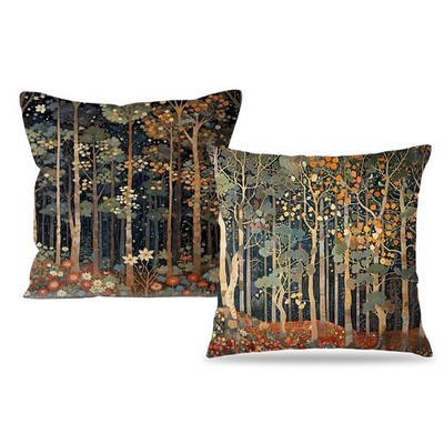Rustic William Morris Inspired Autumn Forest Decor Throw Pillow Covers 18x18 ...