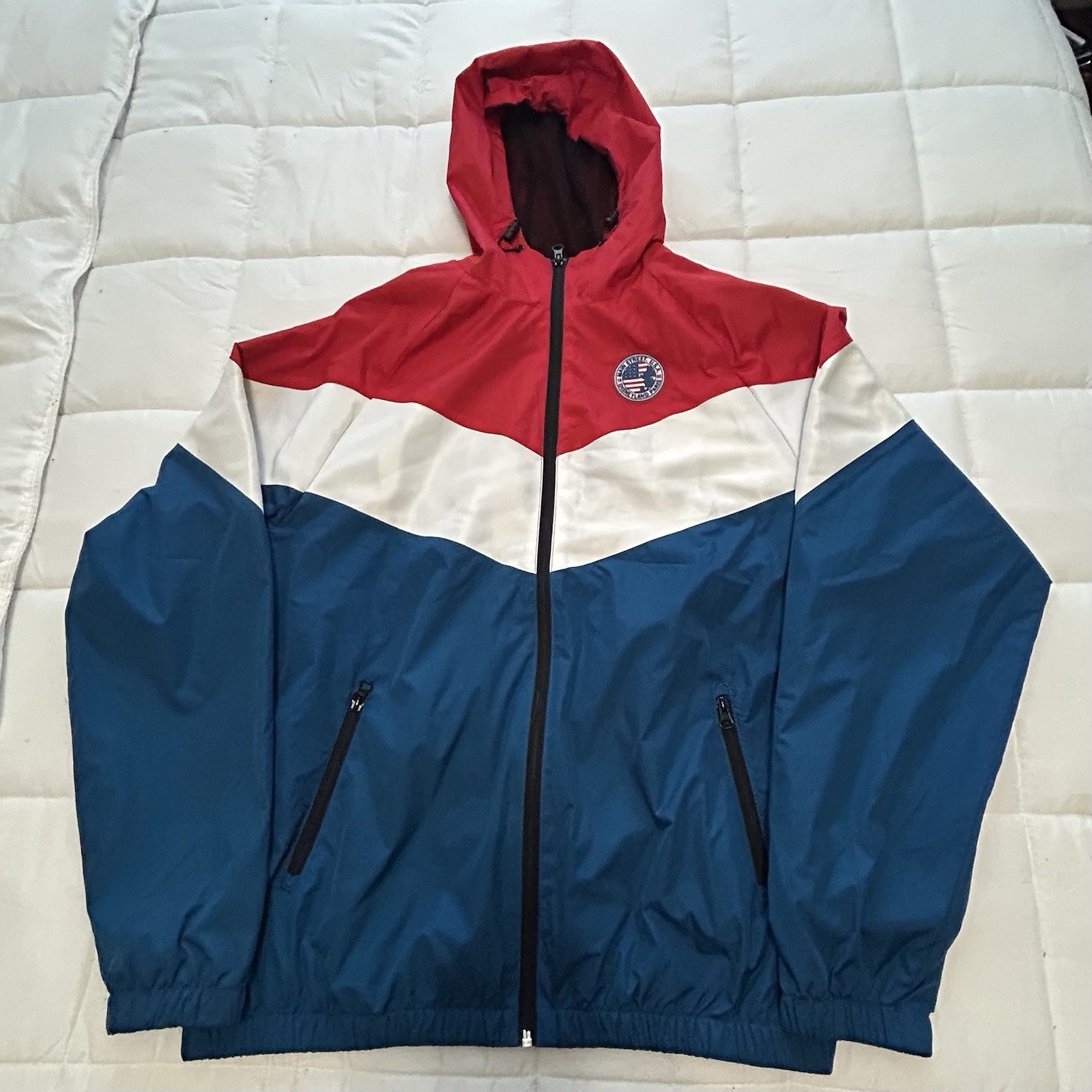Vtg 90s Disneyland Paris 1992 Colorblock Windbreaker Jacket Hoohded Size Large