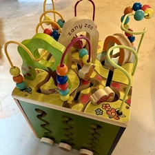 Battat Just B B You Zany Zoo Wooden Activity Cube Child’s Learning Play Center