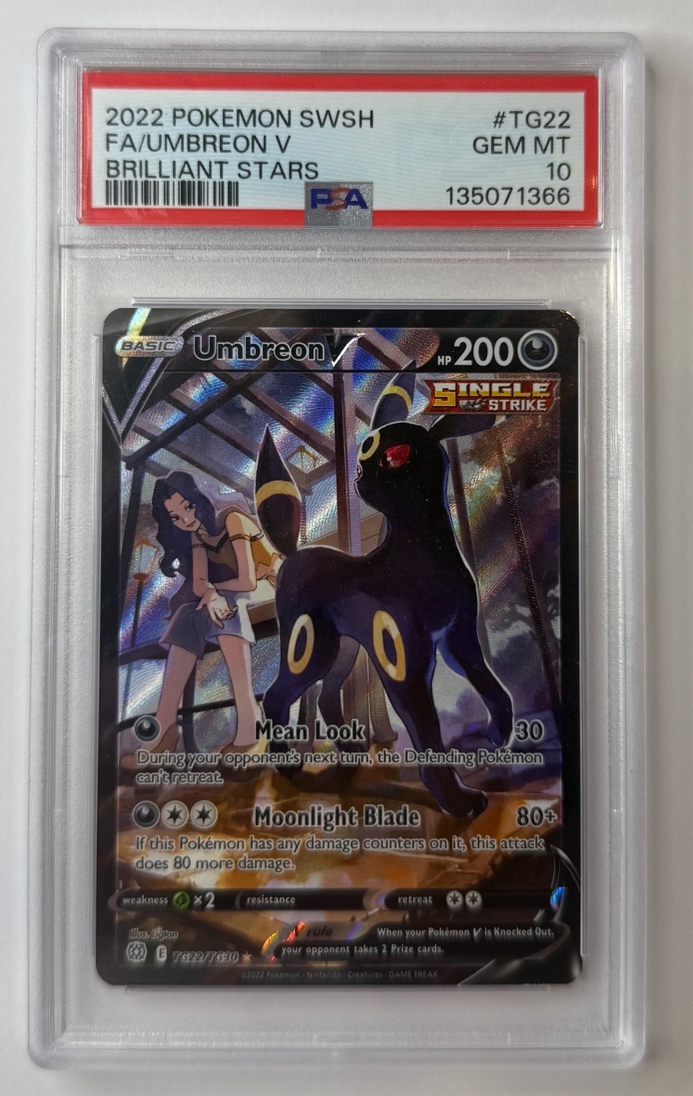 2022 Pokemon SWSH Brilliant Stars Umbreon V Trainer Gallery #TG22/TG30 PSA 10