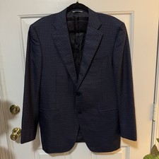 Canali Blue Plaid Sports Coat Blazer Cupro Men  s Size 52 R