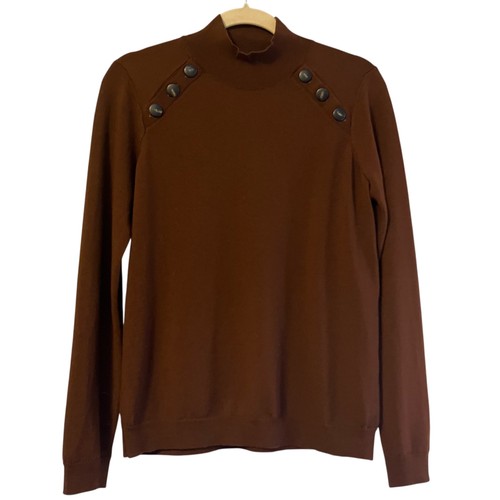 Sezane Brown Mock Neck Merino Wool Sweater M 