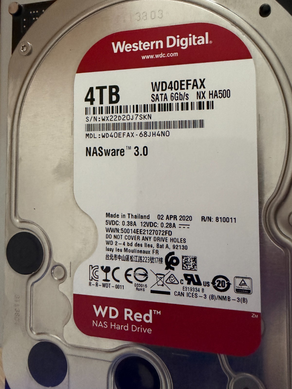 WD Red 4TB WD40EFAX NAS SMART A RISCHIO 1 Settore Pendente Difettoso Leggere