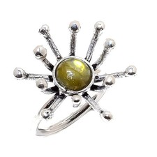 Natural Labradorite Gemstone 925 Sterling Silver Ring Size 6 h075