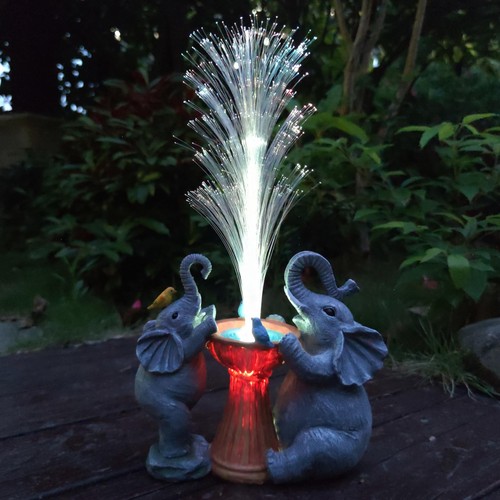 Elephant Statue Solar Garden Decor,Resin Elephant Statue and Colour Changing ...