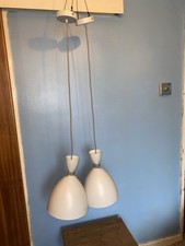 A Pair Of John Lewis Pendulum Ceiling Light’s Ivory