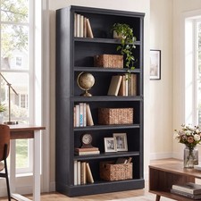 75.2" Tall 6-Tier Black Bookcase Adjustable Wide Book Bookshelf Storage Shelvin