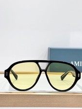 AMIRI Sunsel AMACSN1011 Black Aviator Sunglasses Yellow Lens 62 13-145