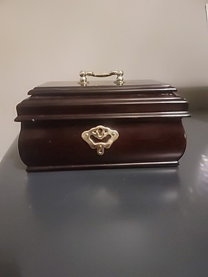 Vtg Bombay Cherrywood Polished  Jewelry Box Brass Accents 1994 Korea 