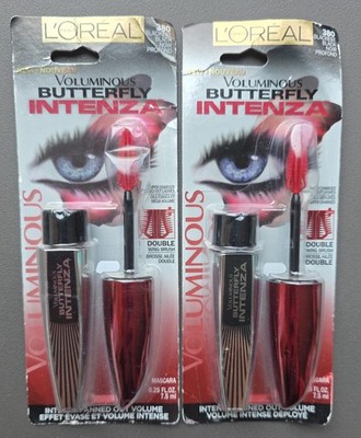 2 L'OREAL VOLUMINOUS BUTTERFLY INTENZA MASCARA 380 BLACKEST BLACK