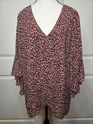 Vince Camuto Plus Size Blouse 3/4 Flutter Sleeve Size 2X Career Office 