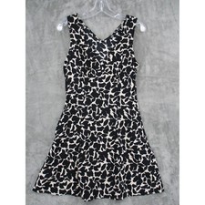 Uniqlo Dress Womens XS Mini Skater Pockets Abstract Mini Casual Zip Party Black