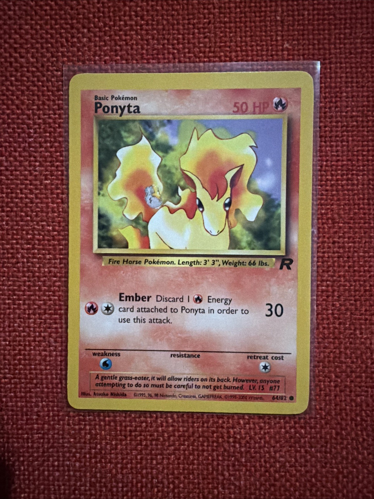 Ponyta 64/82 1st Edition Team Rocket Pokémon Card WOTC Common NM Vintage