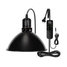 Reptile Light Fixture with Thermostatic Timer, 8.5 Inch Deep Dome Lamp Cap Re...