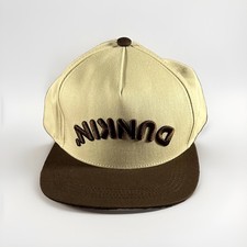 Dunkin Donuts Snapback Hat Cap Cream Brown Tw...