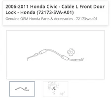 2006-2011 Honda Civic - Cable L Front Door Lock - Honda (72173-SVA-A01)