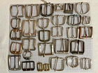 Lot of 30 Vintage Brass or Steel Belt Buckles with Steel Tongues Many Plated