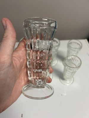 Jeannette Glass footed parfait  glasses ripple pattern X 6