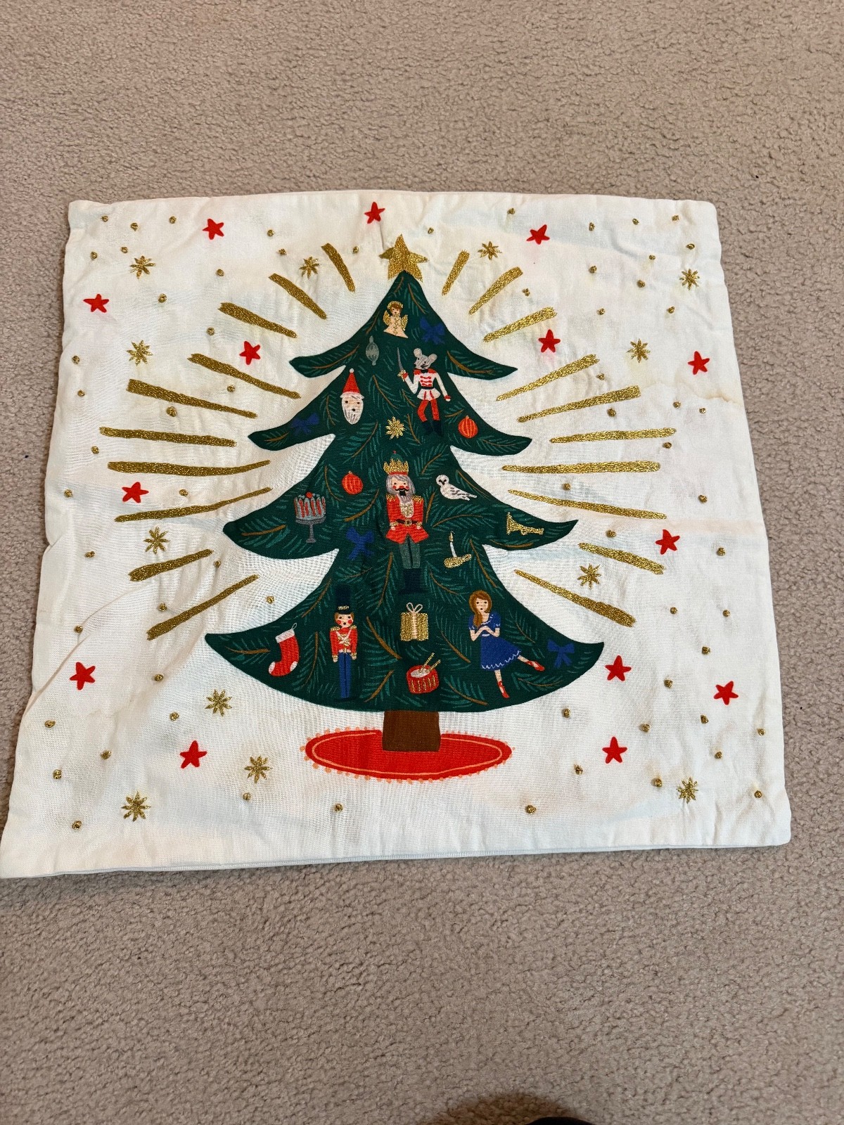 Rifle Paper Co christmas pillow case - flawed please read description