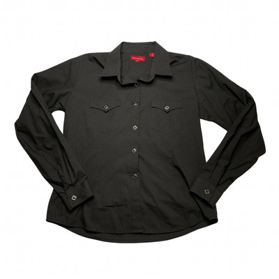 VTG Panhandle Slim Black Snap Button Up- Size Unknown