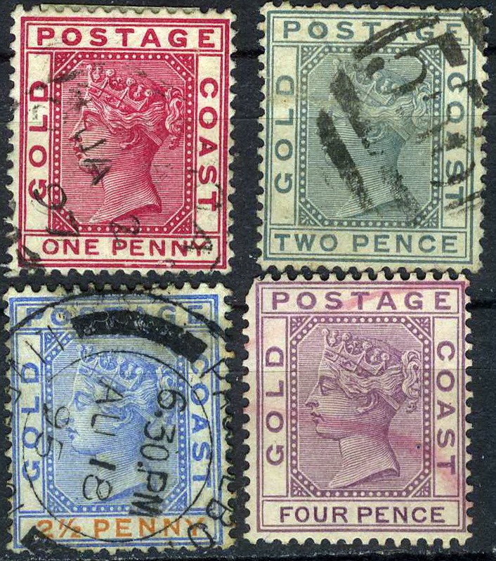 Gold Coast 1883 Queen Victoria Used (SC# 13-15, 17)