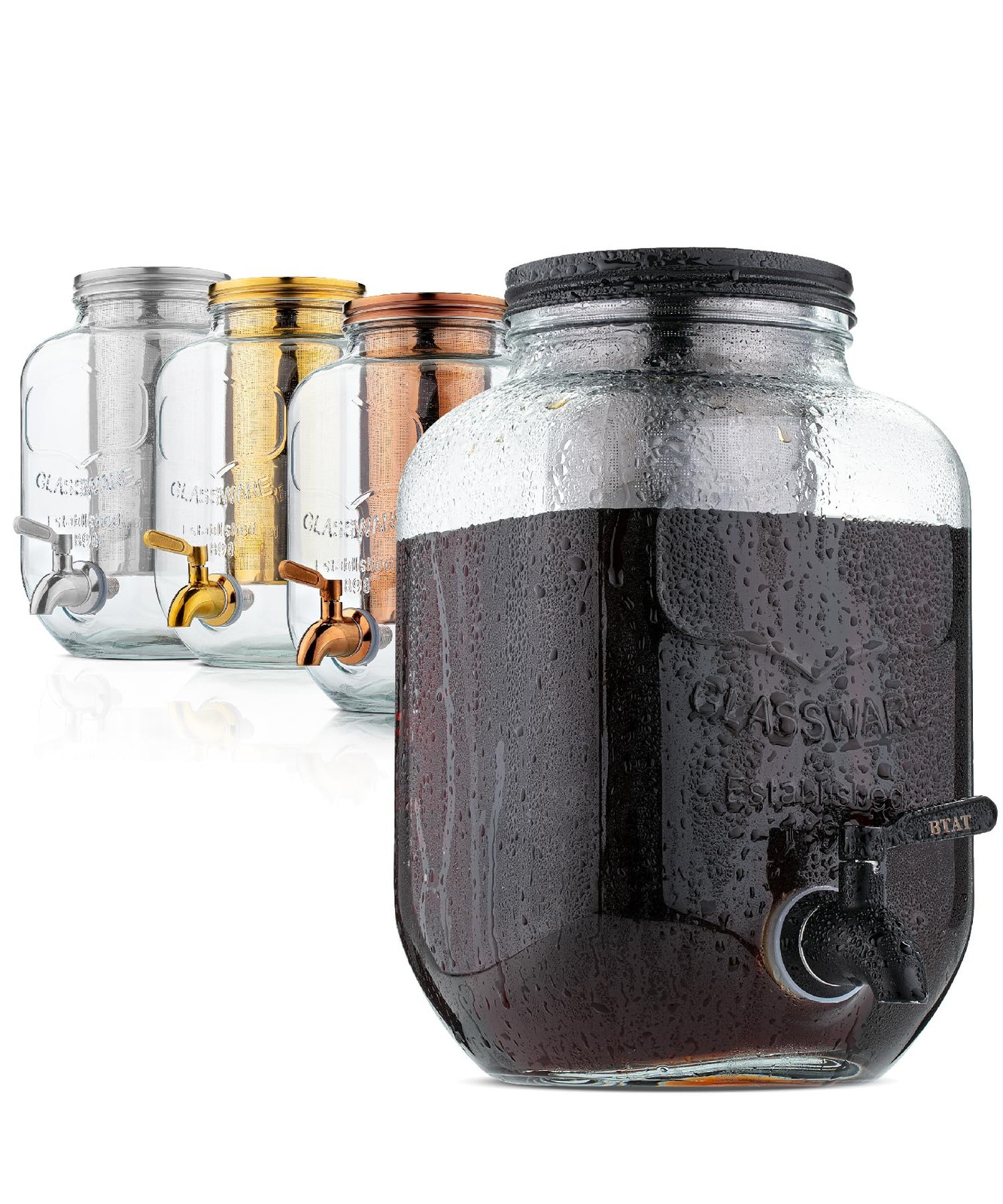 BTaT- Cold Brew Coffee Maker, 1 Gallon, Black, Mason Jar Cold Brew Maker, Col...