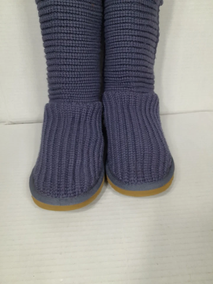 UGG Australia Classic Cardy Sweater Tall or Fold Knit Boots Women Sz  6 Blue - Image 4 of 4