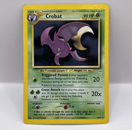 MP Pokemon Card Crobat 4/64 HOLO Rare Neo Revelation Set WOTC vintage TCG