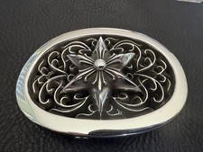 NEW CHROME HEARTS STERLING SILVER 1.5  OVAL STAR BELT BUCKLE