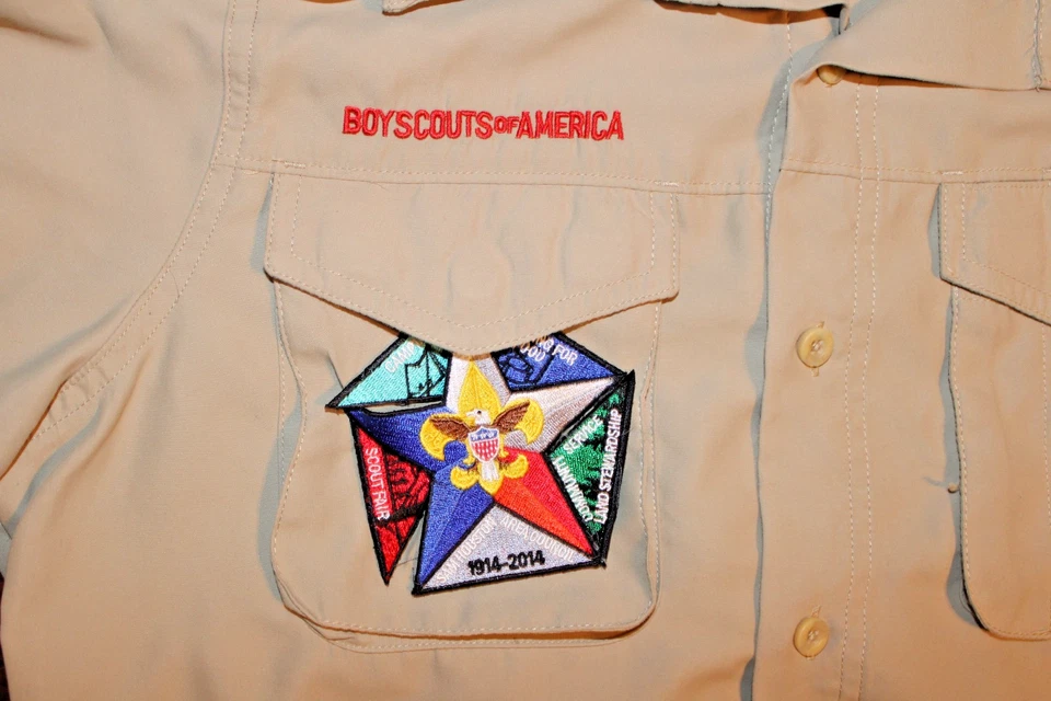 Boy Scouts of America BSA Men's Shirt Tan Small Vented Poly Microfiber Sewn Pa - Image 3 of 4