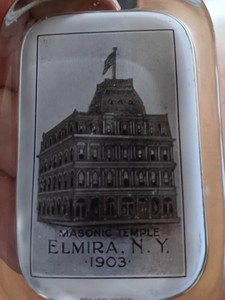 EXTREMELY RARE 1903 Masonic Temple Glass Paperweight