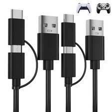 USB C/Micro 2-in-1Charging Cable Compatible with PS5/PS4 Controller, 6Ft Chargin