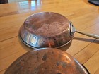 2 Vintage Copper Pans Skillet Frying Pan Brass Handle Portugal  — photo 7