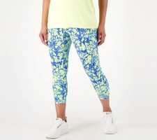 LOGO Layers by Lori Goldstein Printed Crop Leggings Sapphire Medium A598786