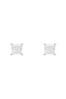 Latelita Square-Cut SolitäR Ohrstecker Moissanit Gold Clear