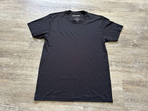 SIMMS Fishing Performance Base Layer T Shirt Medium Mens Black Short Sleeve