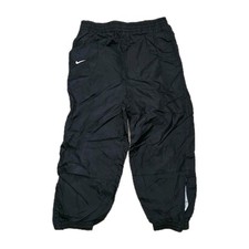 Vintage 90s Nike Kids Black Windbreaker Track Pants Size 7 Embroidered Swoosh