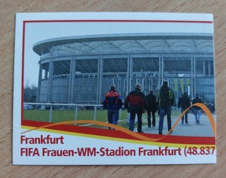 Panini World Cup 2011 sticker no. 330 unpasted Frankfurt stadium (left side).