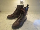 New DKNY leather burgundy lace up zip combat boot size 10 women juniors