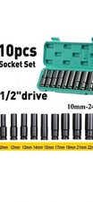 1/2" Deep Impact Socket Set Drive Long Reach Thin Wall Metric Sockets 10mm-24mm