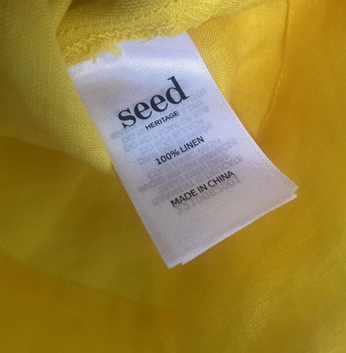 Seed Heritage Size 6 Yellow Linen Blouse Top Smart Casual. Capped Sleeve - Picture 9 of 9