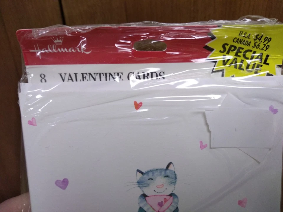 Vintage Hallmark Cards 8 Pack Valentine Cat Hearts NOS new unopened USA - Image 4 of 4