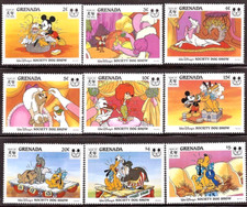 Disney 1994 Grenada - Year of the Dog, Society Dog Show Complete Set of 9 - MNH