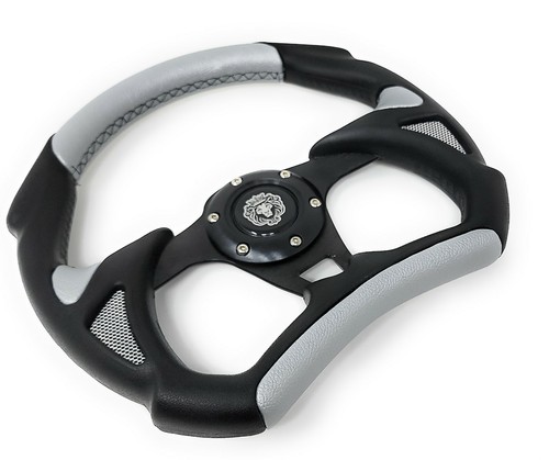 EZ-GO TXT RXV Golf Cart Black Silver Steering Wheel with Hub Adapter 3 Spoke - Foto 4 di 6