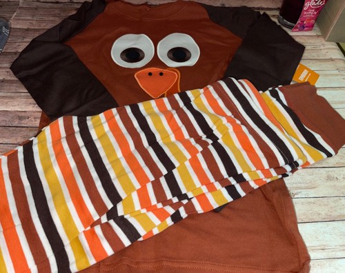 NWT Gymboree turkey Thanksgiving 2 pc gymmies pjs boys girls unisex sz 10 or 12