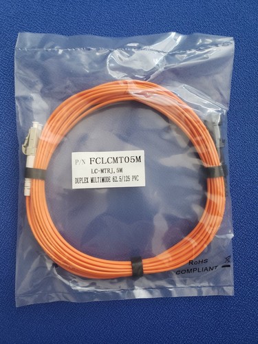 FCLCMT05M LC auf MTRJ Multimode 5M 62,5/125 Duplex Glasfaserkabel - Neu