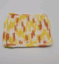 Crocheted 4 Hot Pads / Pot Holders Custom Made  - Blended Yellow, Orange, White